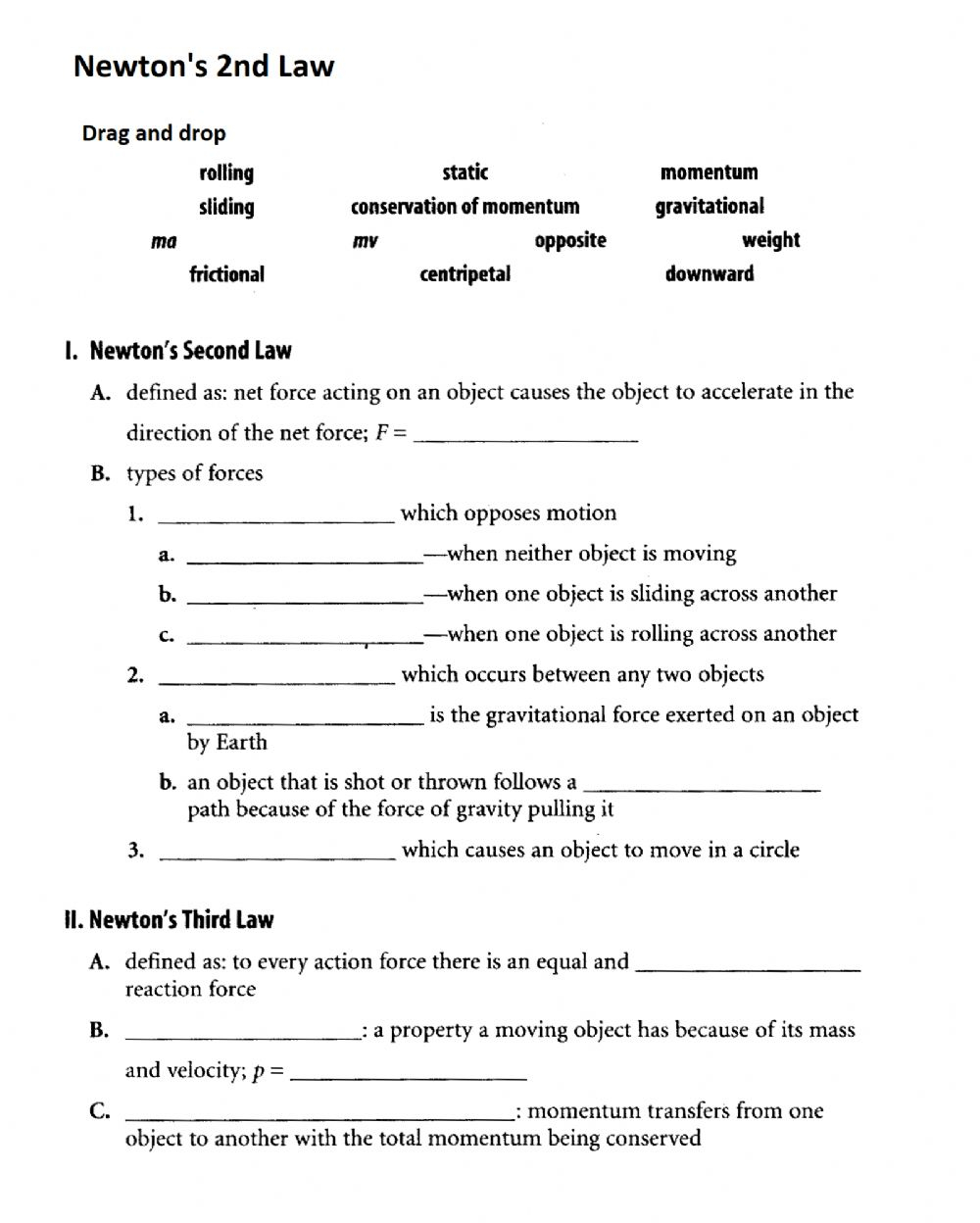 Math Skills Newton S Second Law Worksheet Answers SkillsWorksheets