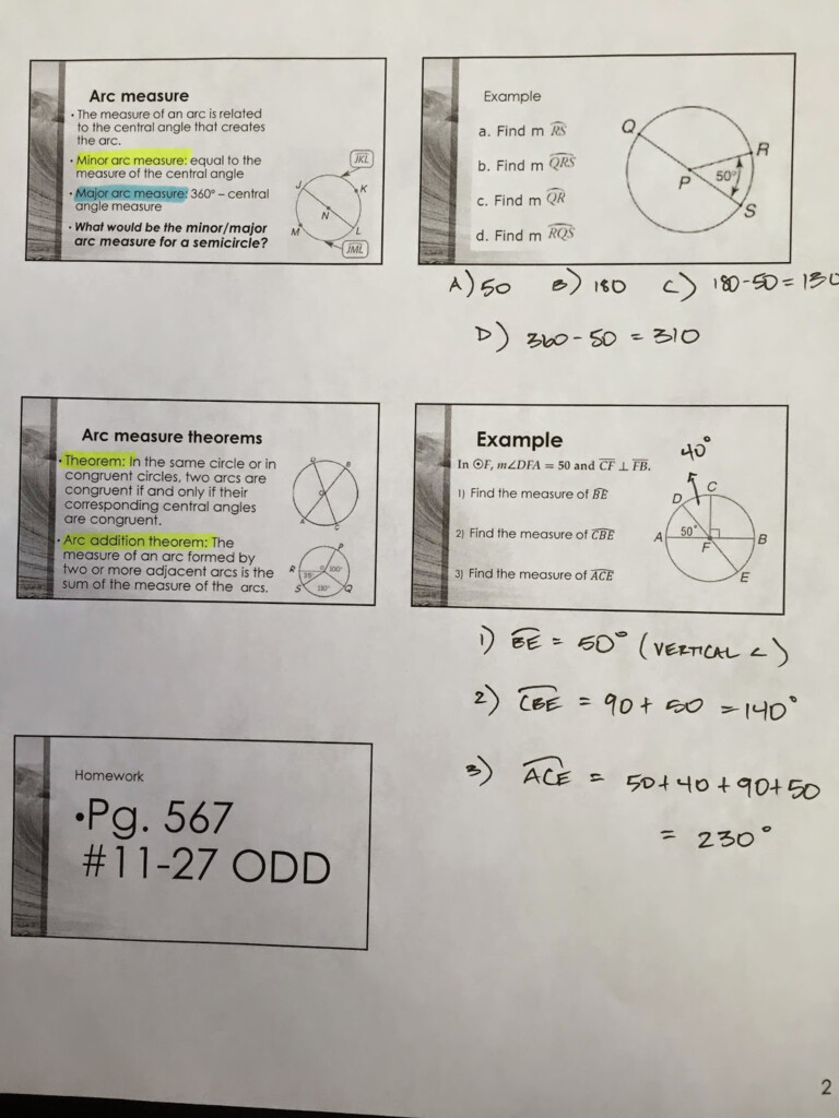 10 2 Skills Practice Measuring Angles And Arcs Answer Key COMAGS 