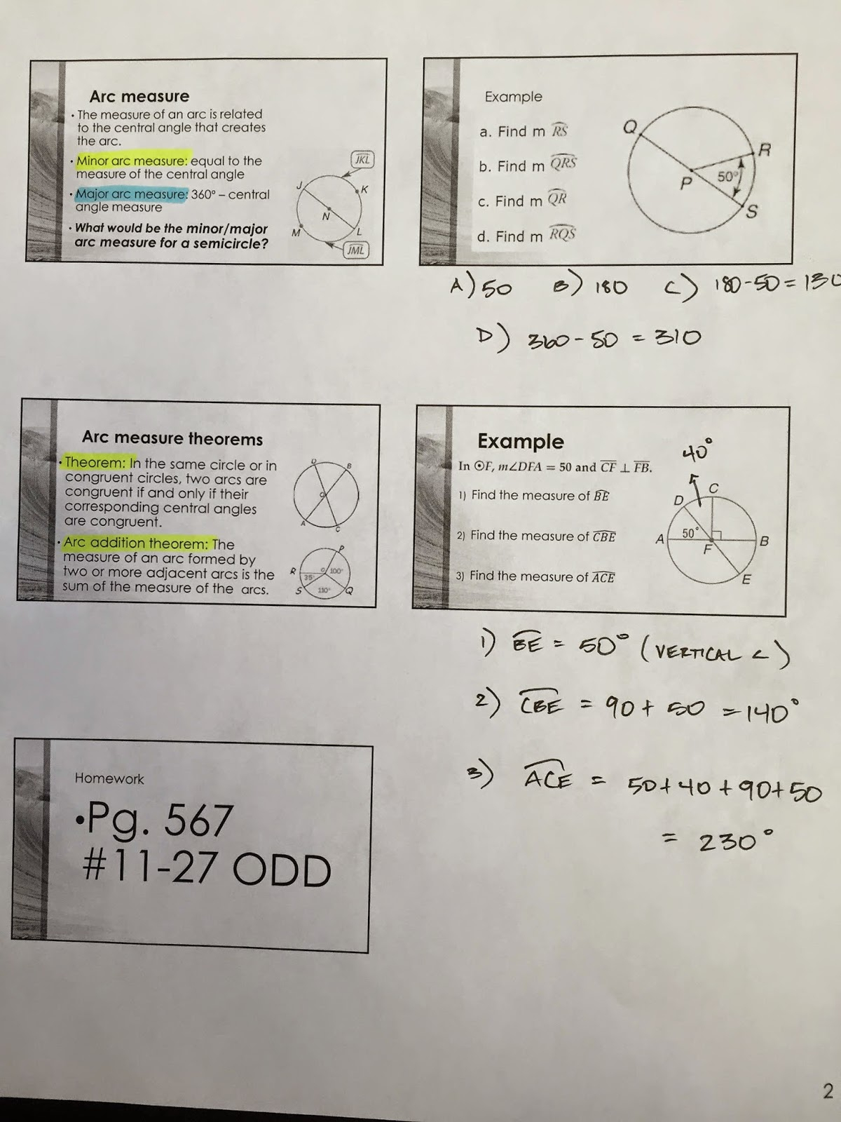 10 2 Skills Practice Measuring Angles And Arcs Answer Key COMAGS