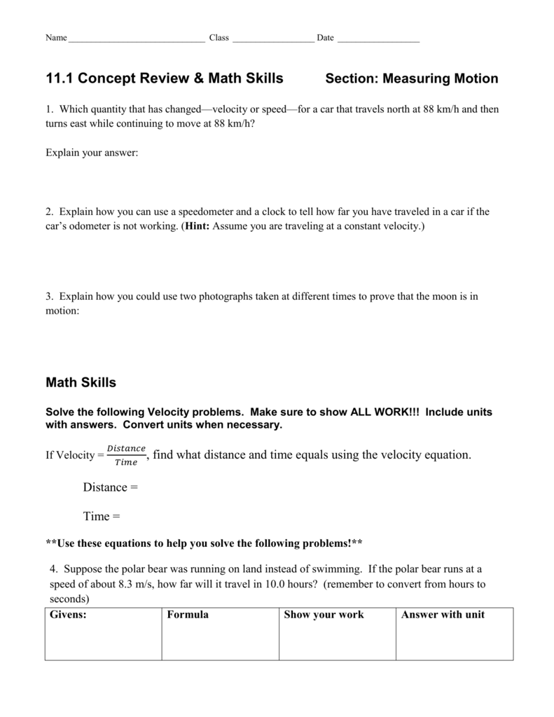 11 1 Concept Review Math Skills Section