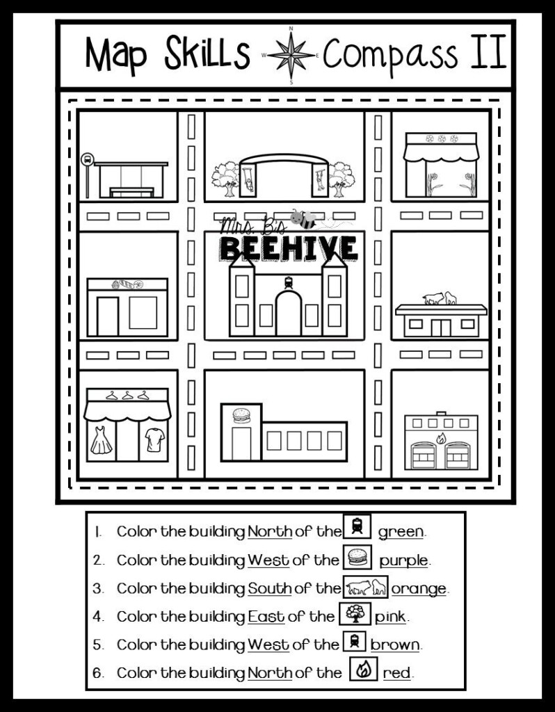 2 Compass Rose Worksheets Grade 2 In 2020 With Images Map Skills 