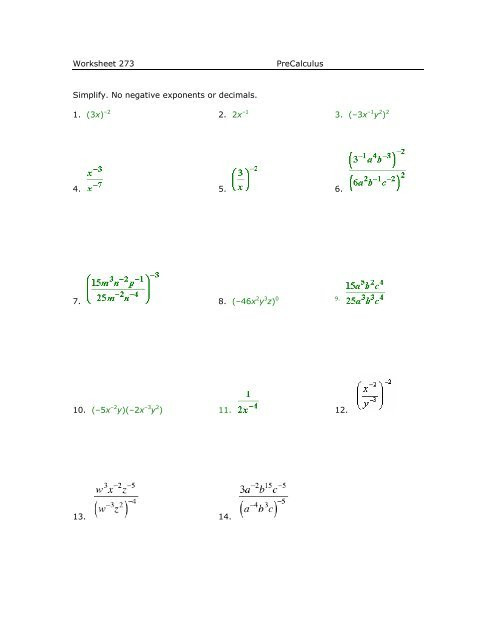 20 High School Precalculus Worksheets Worksheet From Home