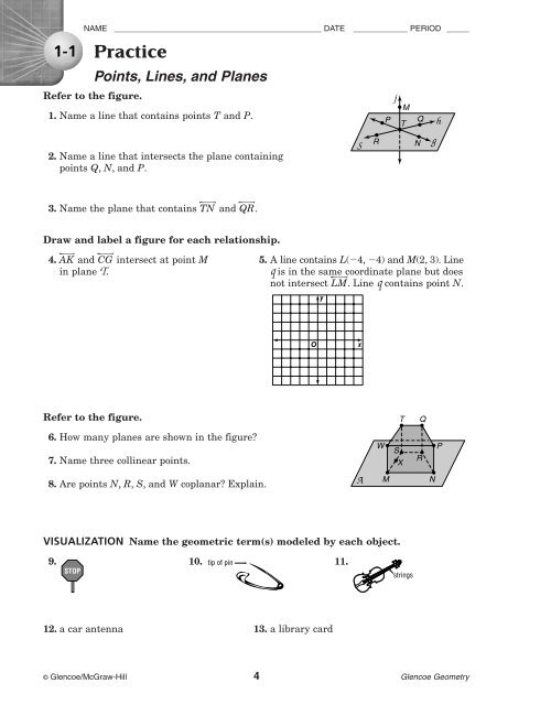 3 4 Equations Of Lines Worksheet Answers Glencoe Geometry Tessshebaylo