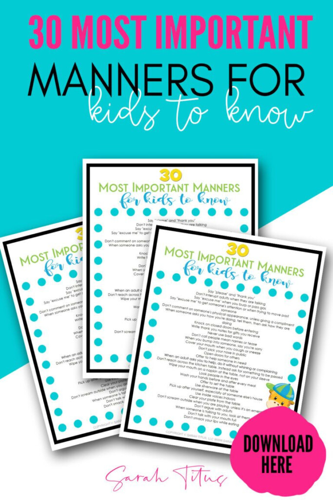 30 Most Important Manners For Kids To Know Manners For Kids Free 