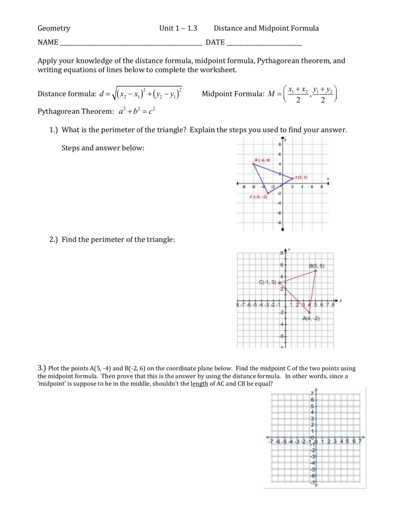 31 Midpoint And Distance Formula Worksheet Answers Worksheet Resource 