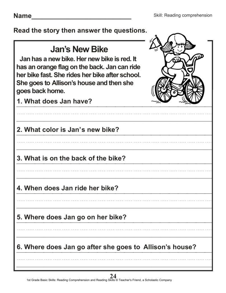 40 Scholastic 1st Grade Reading Comprehension Skills Worksheets 