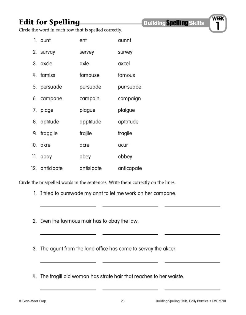 6th Grade Spelling Worksheet Amazon Building Spelling Skills Grade 6 In 