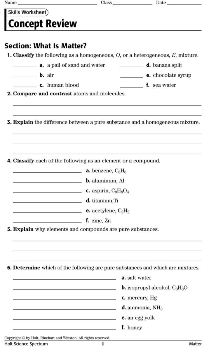 7th Grade Science Worksheets Pdf Holt Science Spectrum Physical Science