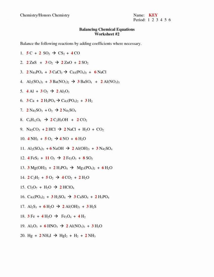 8 Balancing Chemical Equations Worksheet Math Skills Balancing 