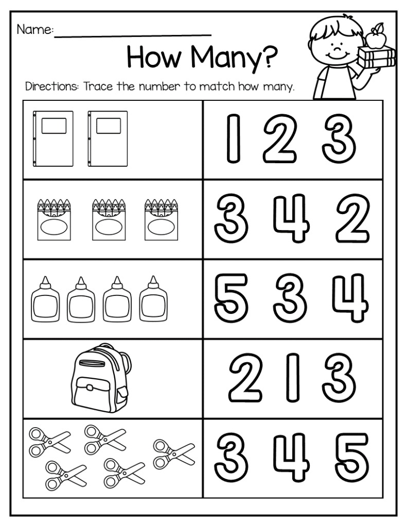 Back To School Pre K Math And Literacy Kindergarten Math Worksheets 