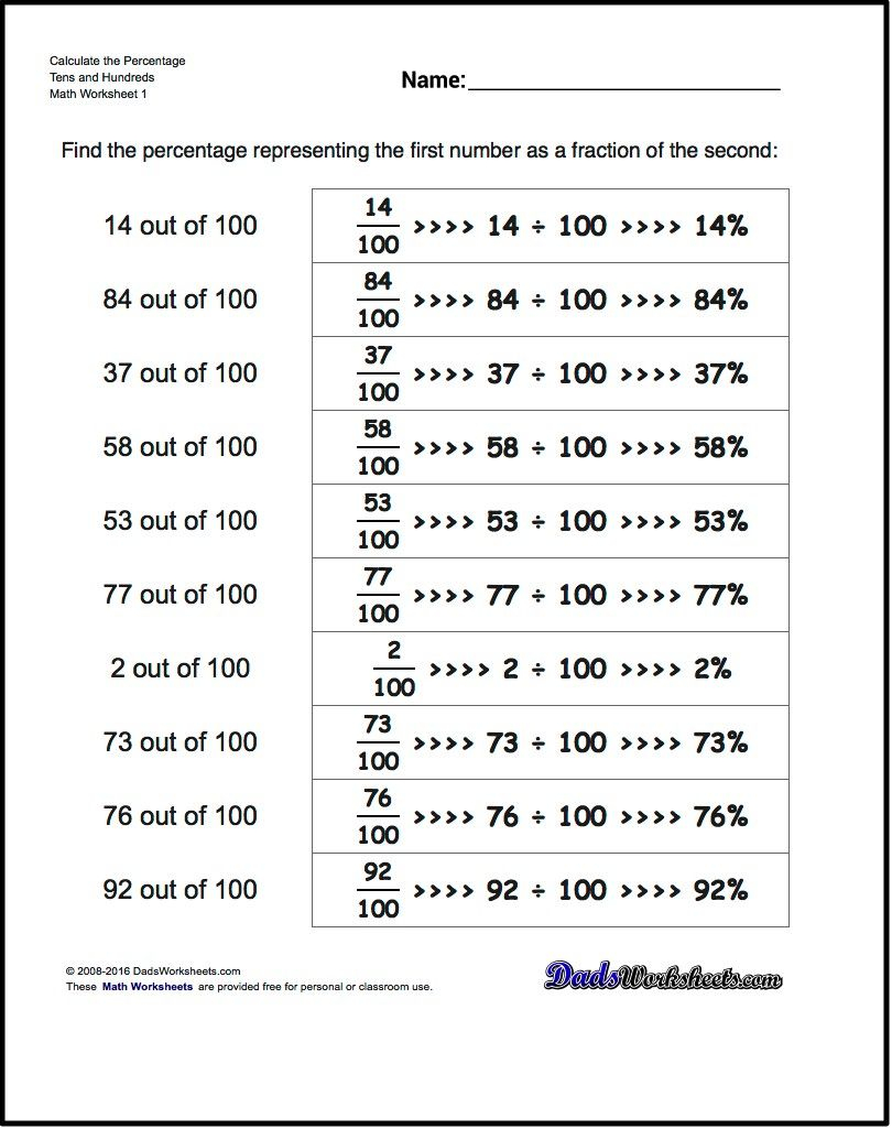 Calculate Percentage Worksheets These Practice Worksheets Include How 