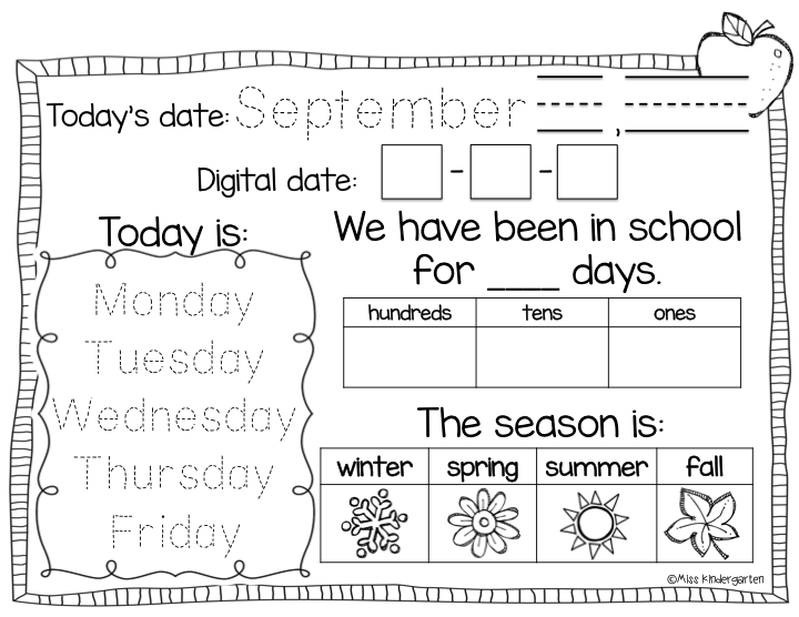 Calendar Time In Kindergarten Miss Kindergarten Calendar Math 