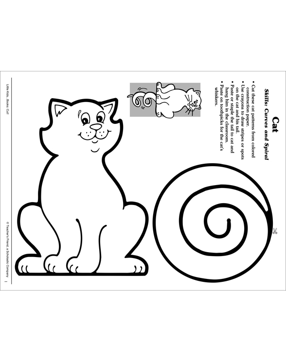 Cat Curves And Spirals Scissor Skills Printable Cut Pastes And