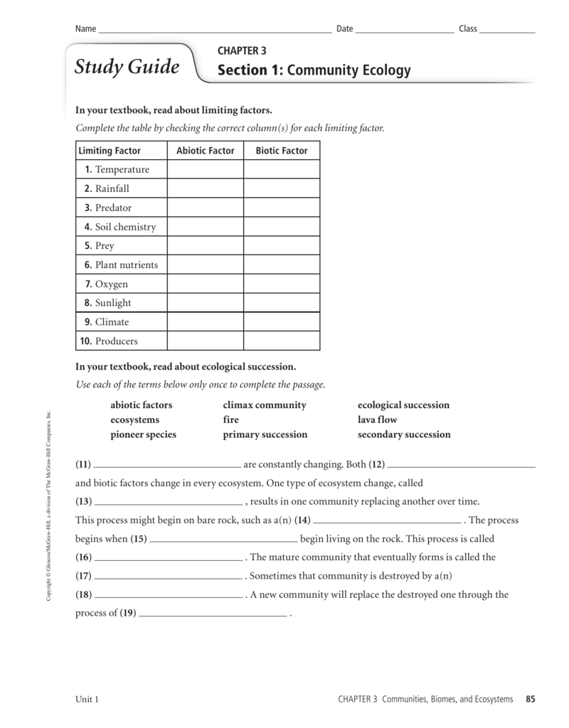 Chapter 3 Communities Biomes And Ecosystems Worksheet Answers Worksheet