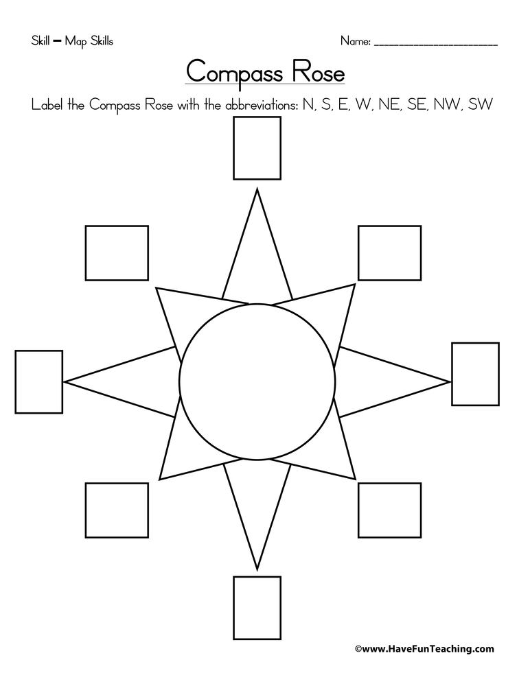 Compass Rose Worksheet Have Fun Teaching