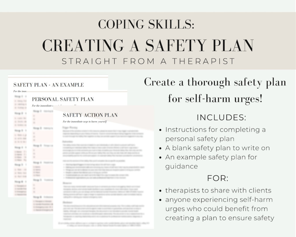 Coping Skills Safety Plan For Self Harm Urges Etsy