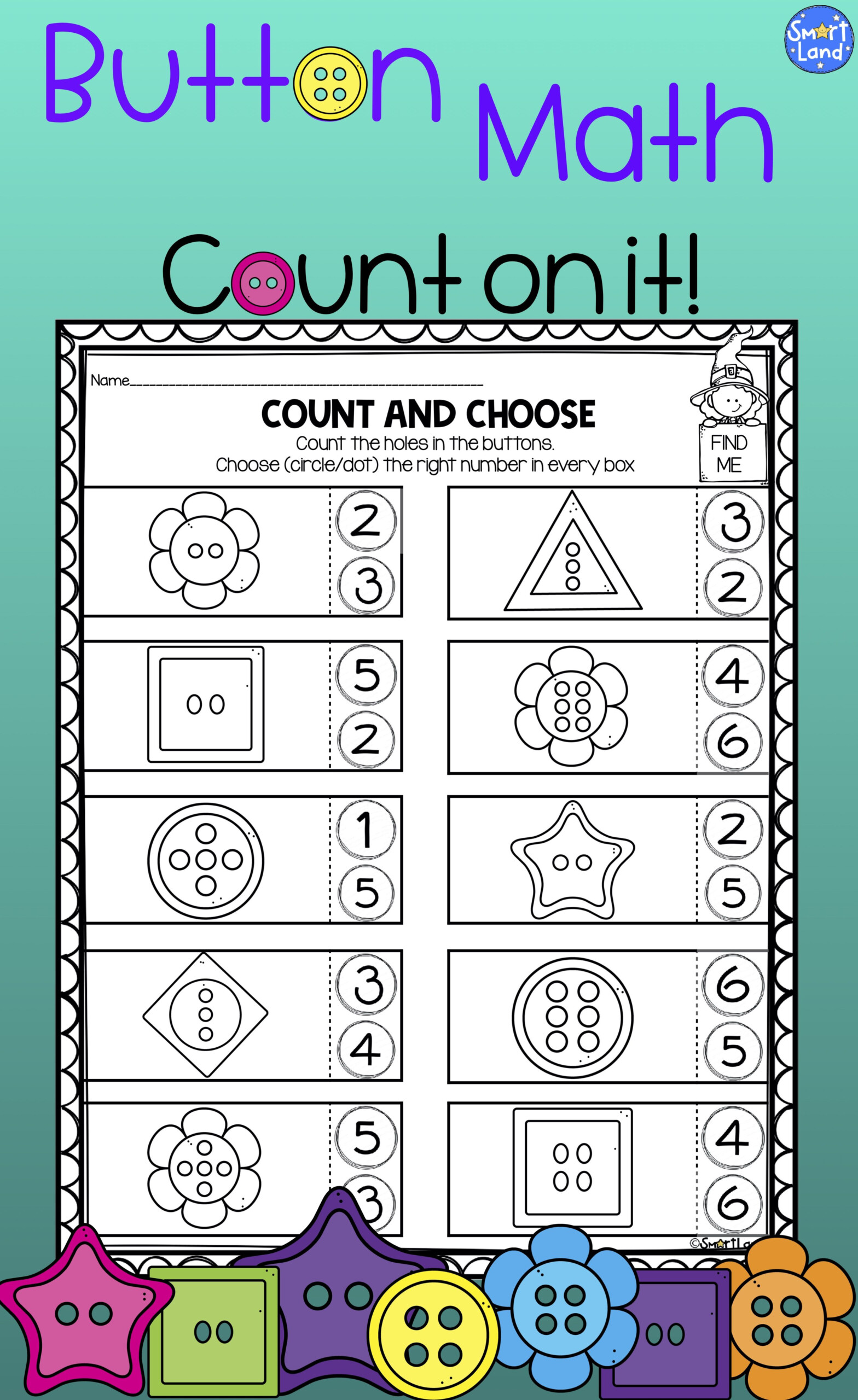 Counting Addition Early Math Practice Button Math Math Practice
