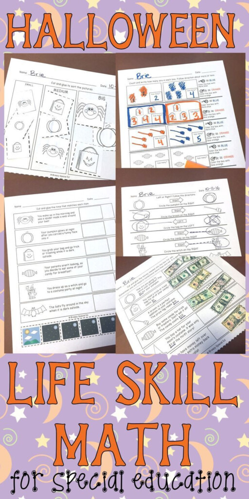 Differentiated Life Skill Math Pack Halloween Themed special 