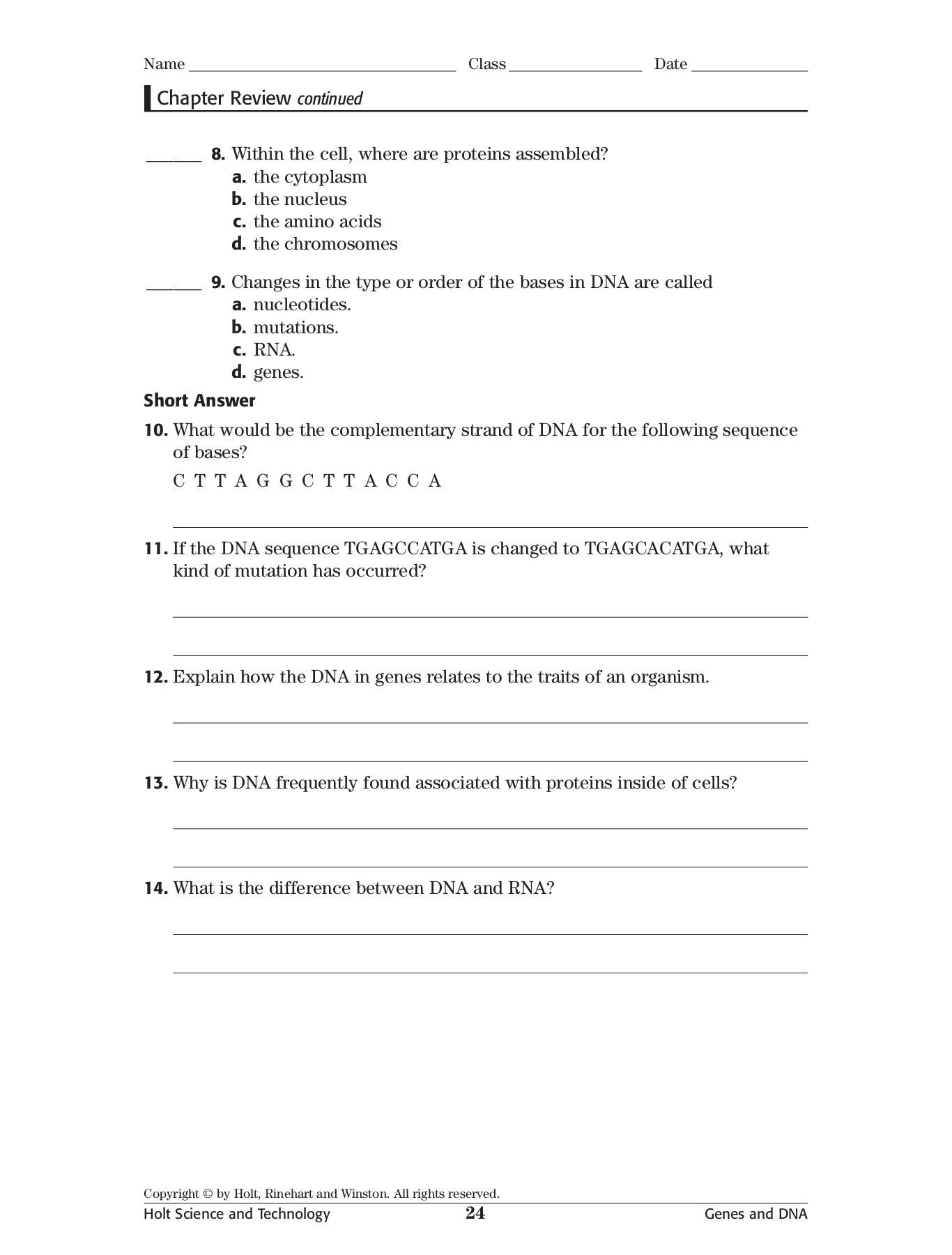 Gene Technology Skills Worksheet Answer Key - SkillsWorksheets.com