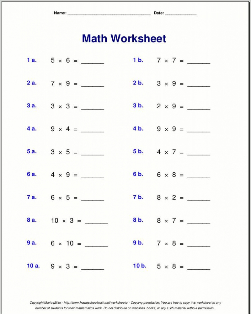 Download Printable 4Th Grade Multiplication Worksheets Collection