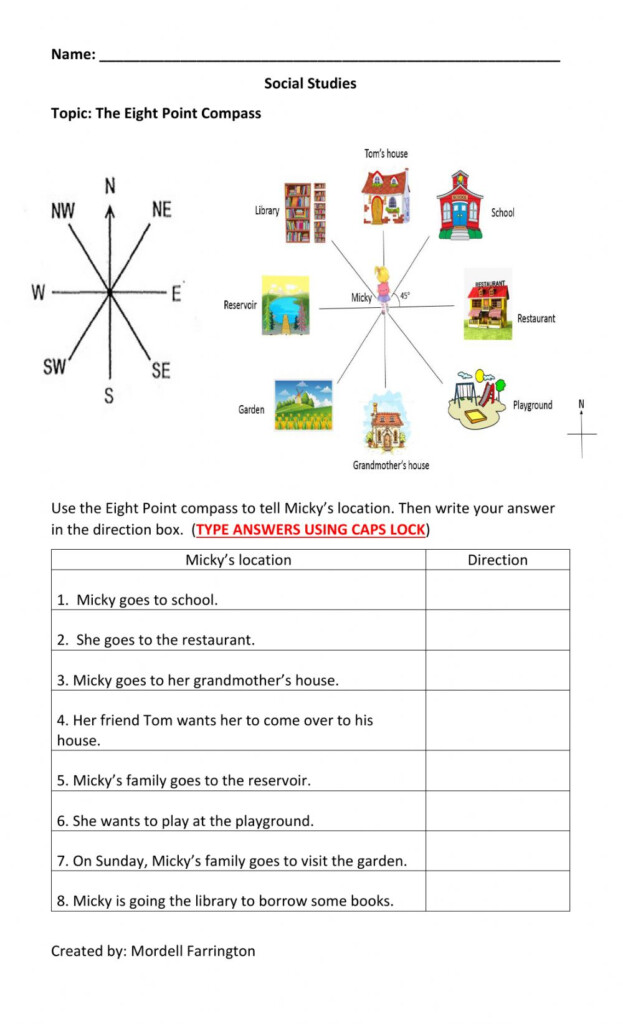 Eight Point Compass Worksheet