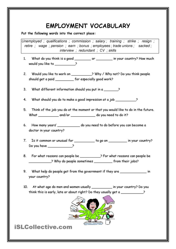 Employment Vocabulary Vocabulary Worksheets Business Worksheet 