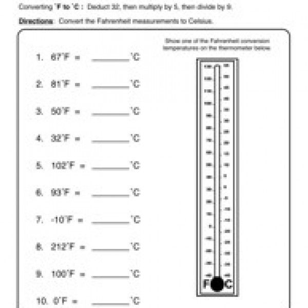 Fahrenheit To Celsius Worksheet Reading Skills Worksheets Teacher
