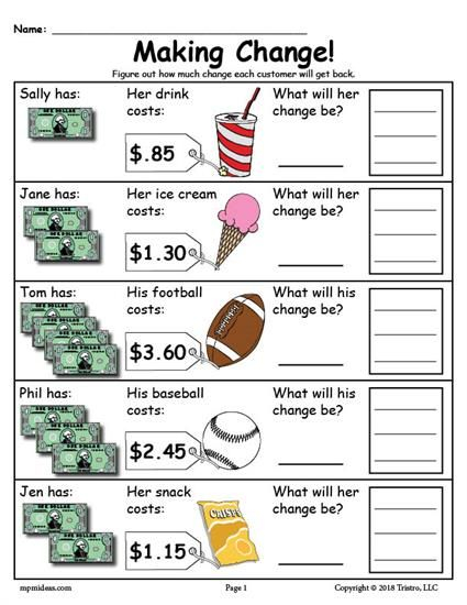 FREE Printable Making Change Money Worksheet Money Worksheets Like 