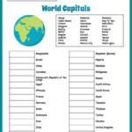 Fun Printable Worksheet For Geography Students Features 30 World