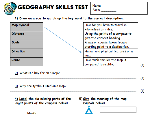 Geographical Skills Assessment Y7 KS3 Teaching Resources