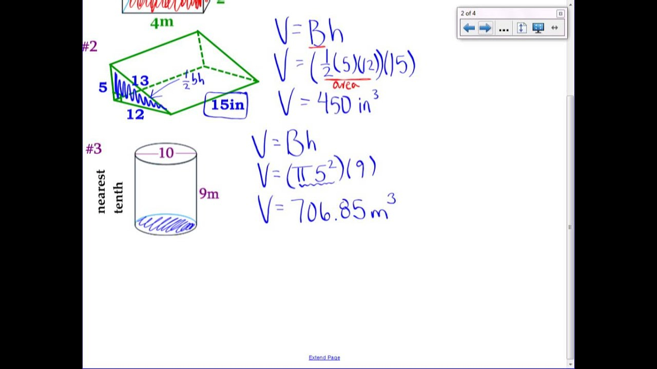 Geometry 12 4 Volume Of Prisms And Cylinders YouTube