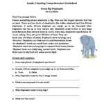 Great Big Elephants Third Grade Reading Worksheets Reading Third
