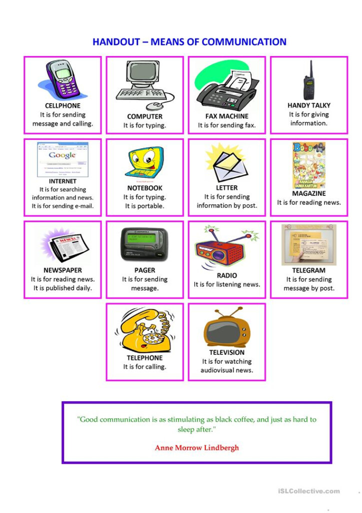 HANDOUT MEANS OF COMMUNICATION Worksheet Free ESL Printable 