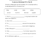 Image Result For Fill In The Blank Vocabulary Worksheet For Grade 7