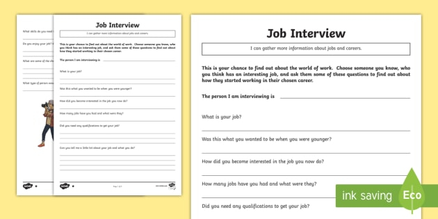 Job Interview Template For Students teacher Made