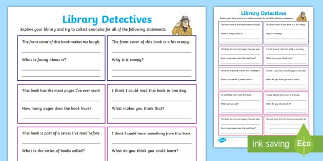 KS2 Library Detectives Worksheet Library Skills Library Childrens