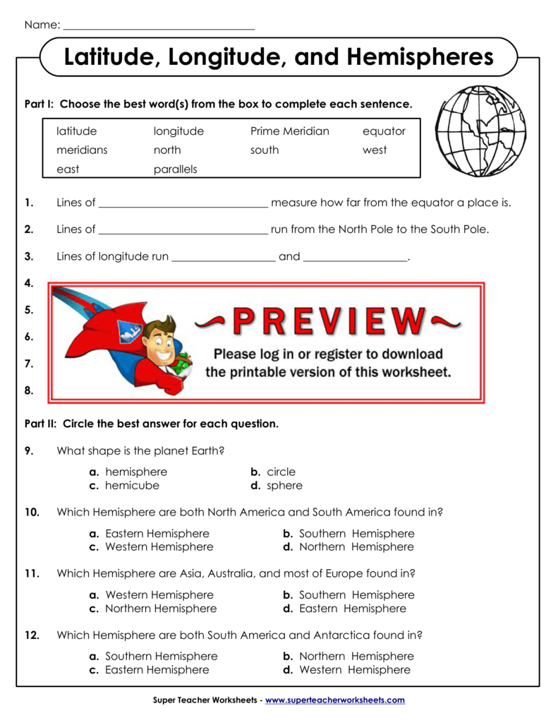 Latitude And Longitude Worksheet Answer Key Promotiontablecovers