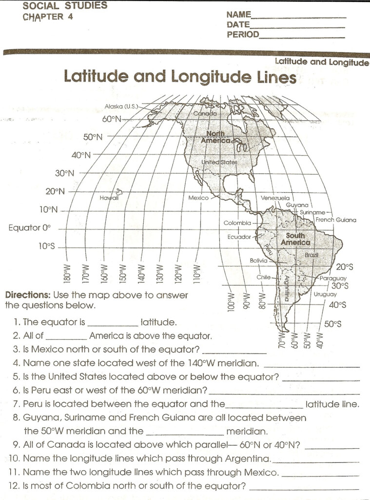 Latitude And Longitude Worksheets 7th Grade Answer Key Worksheet