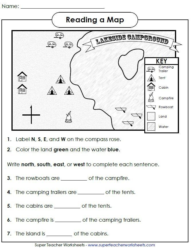 Map Worksheet For Kindergarten Reading A Map Cardinal Directions 