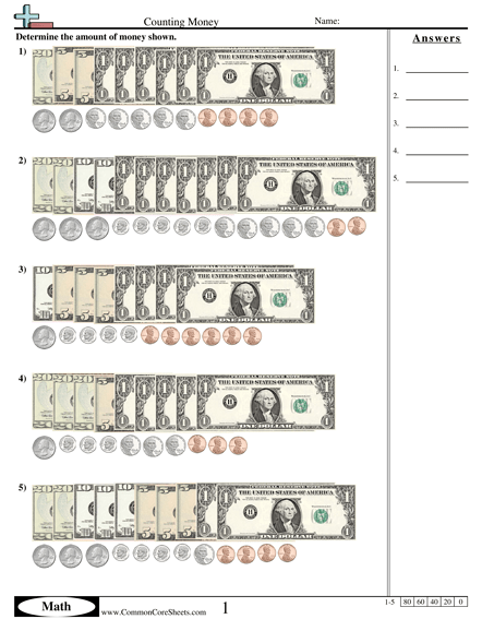 Money Worksheets For Adults