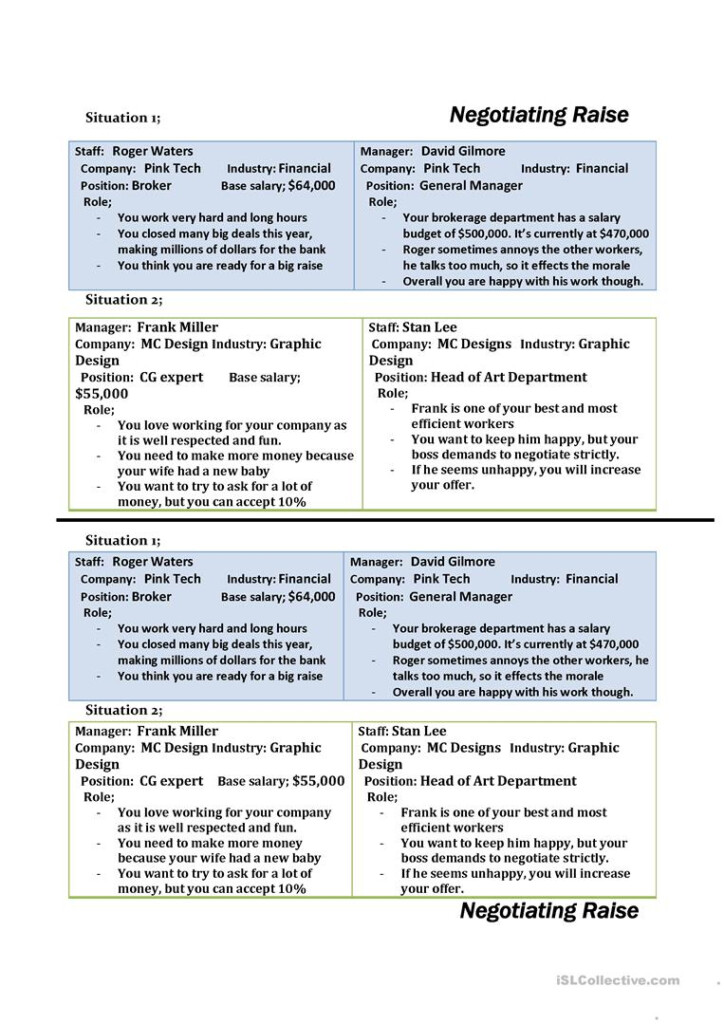 Negotiating A Raise Worksheet Free ESL Printable Worksheets Made By 