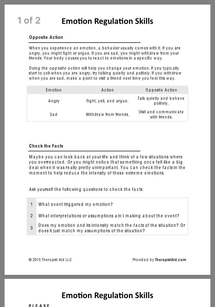 Http Www.therapistaid.com Therapy-worksheet Dbt-emotion-regulation ...