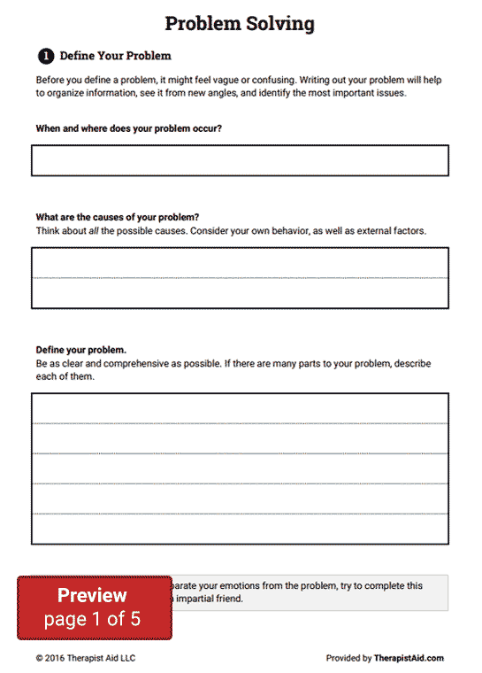 Problem Solving Packet Worksheet Therapist Aid