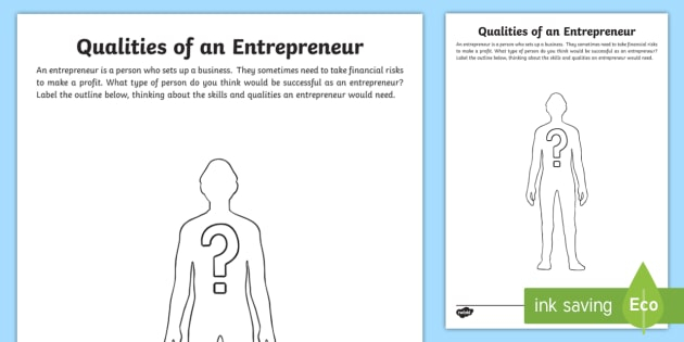 Qualities Of An Entrepreneur Worksheet Activity Sheet CfE