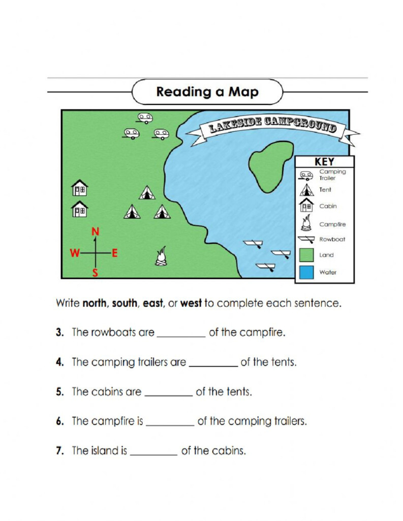 Read A Map With Cardinal Directions Worksheet
