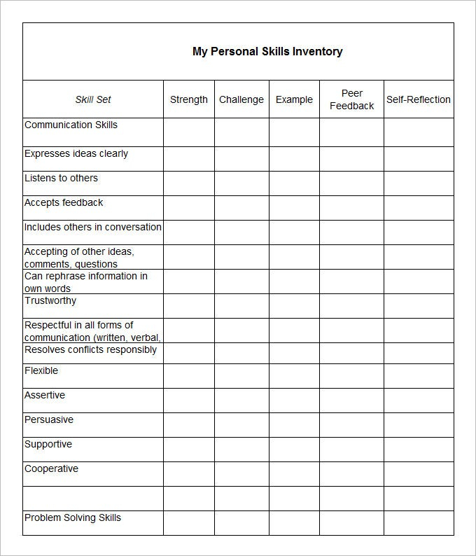 Skills Inventory Template 6 Free Word Excel PDF Documents Download