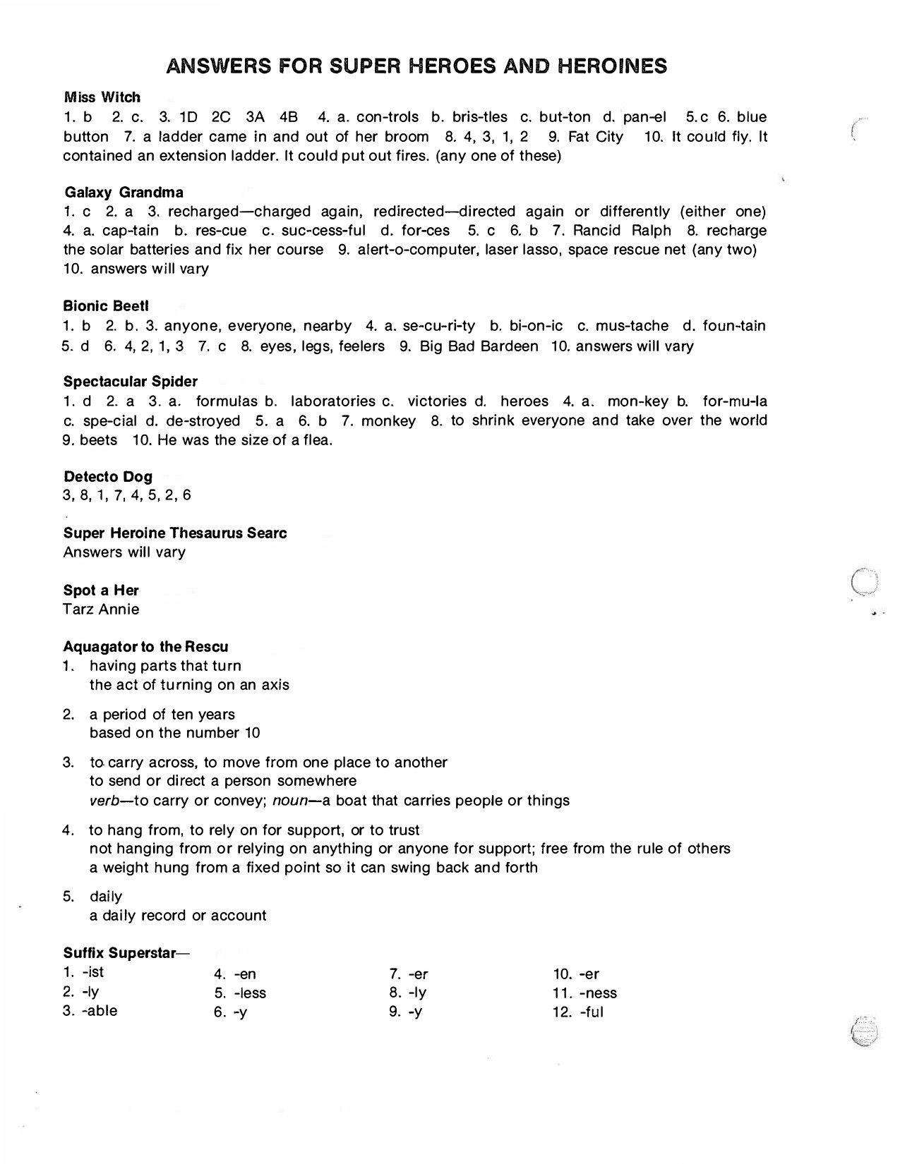 Skill Worksheet Directed Reading Answers