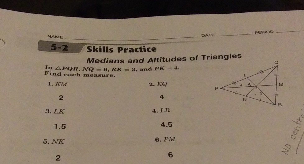 Solved PERIOD DATE NAME Skills Practice Medians And Altit Chegg