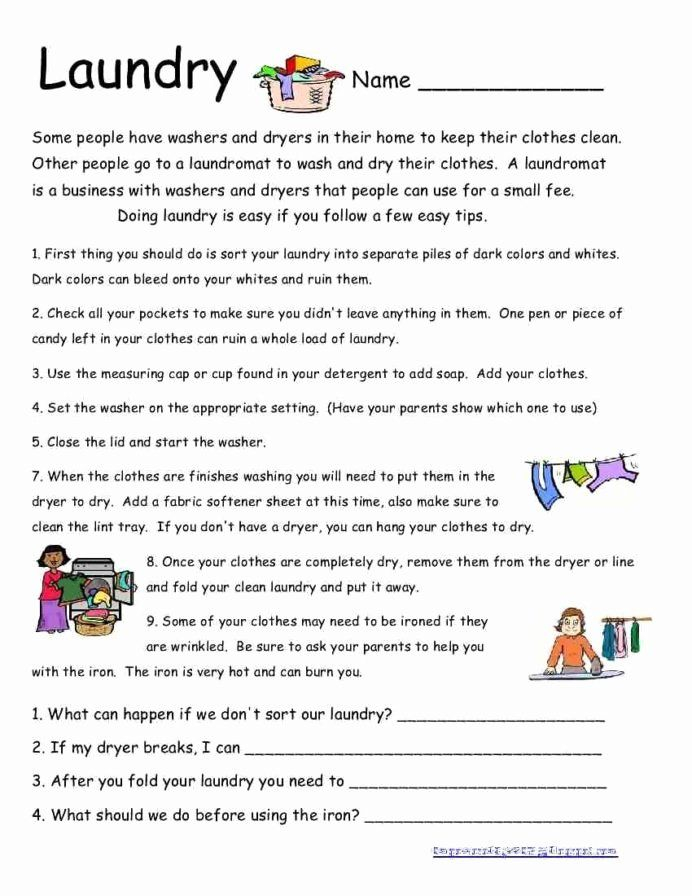 Special Education Math Worksheets Latest Laundry Life Skills Special 