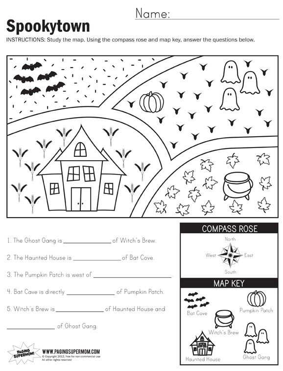 Spookytown Map Worksheet Map Skills Worksheets Map Skills Geography 